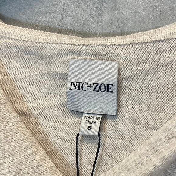NIC+ZOE Women's Canvas V-Neck Hooded Lightweight Vital Pullover Sweater SZ S - Picture 7 of 9